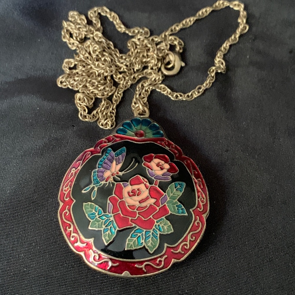 Enamel Double Sided Enamel Large Shell Pendant - image 6